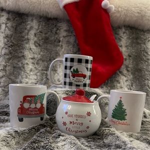 Holiday Mugs, & Sugar Dish Set